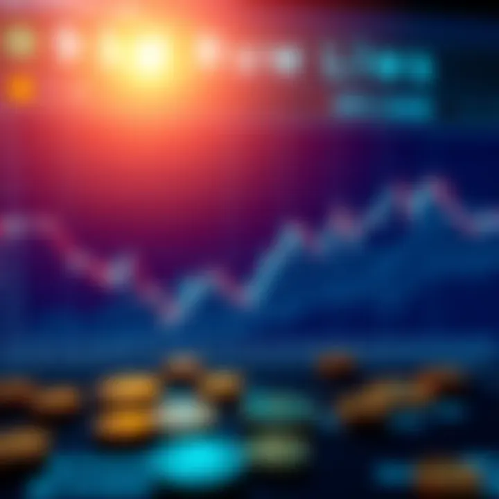 Graph showing Bitcoin price decline with bearish trend line and currency symbols