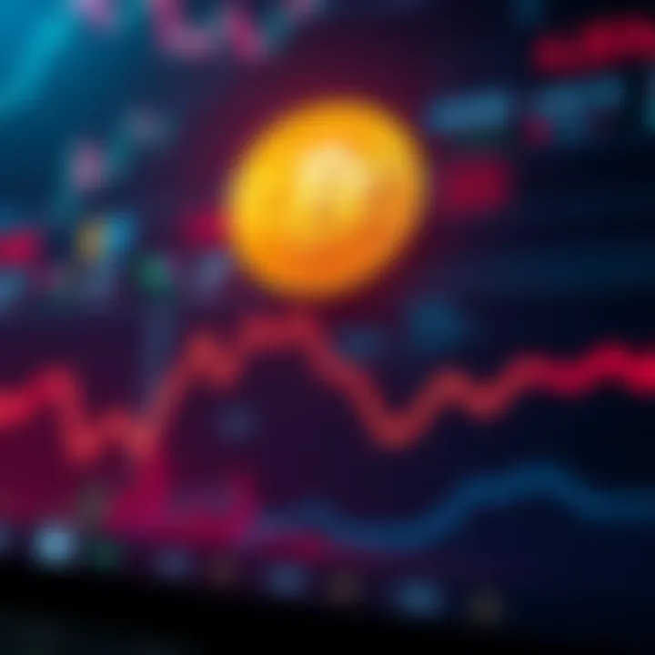 A graph showing a downward trend in Bitcoin prices with a red line indicating the decline