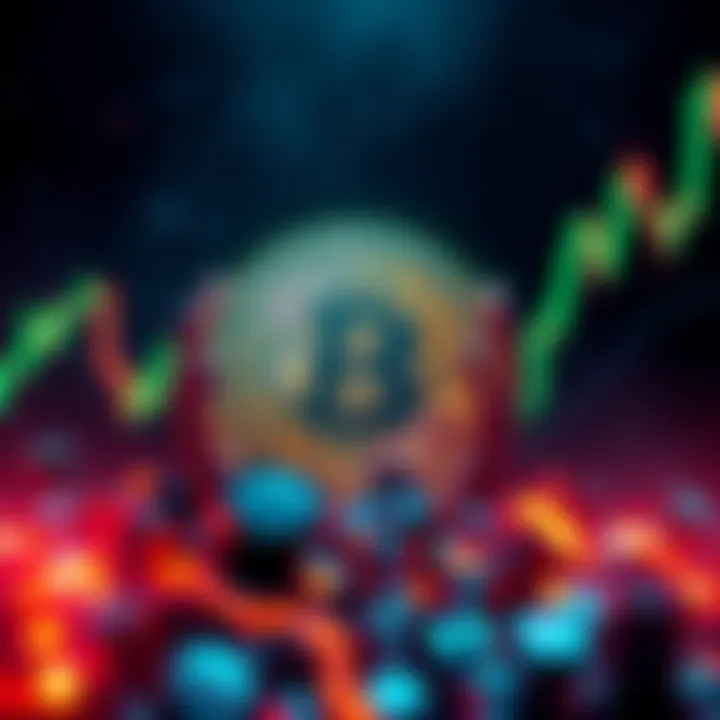 Bitcoin Price Drop A graphic representation of a declining Bitcoin price chart with a large Bitcoin logo and worried investors in the background.