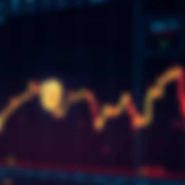 Graph showing a decline in Bitcoin prices with arrows pointing downwards