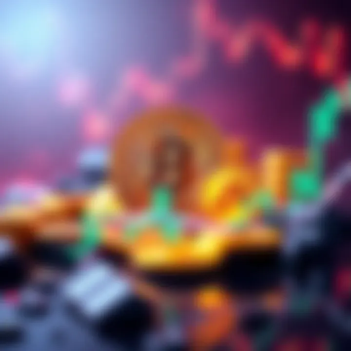 A visual representation of Bitcoin with a rising graph and gold coins, symbolizing the $150K prediction and market trends.