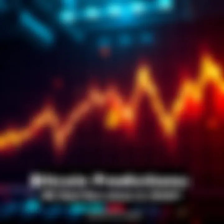 Graph showing Bitcoin price fluctuations with upward and downward trends, symbolizing market speculation.