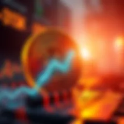 Bitcoin Price Surge Bitcoin logo with an upward trend graph, indicating a price increase above $83k