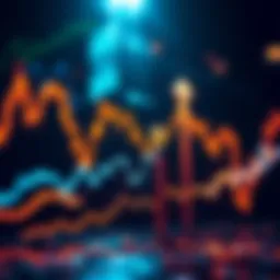 Graph showing Bitcoin price fluctuations with upward trend arrows