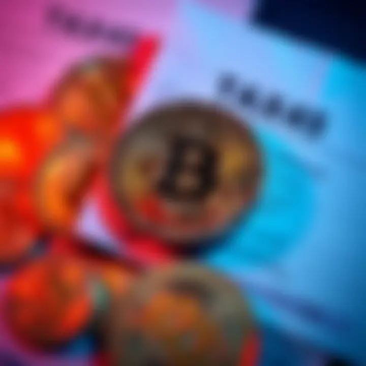 A graphic showing Bitcoin coins and tax documents, illustrating the tax implications of selling Bitcoin in Europe.