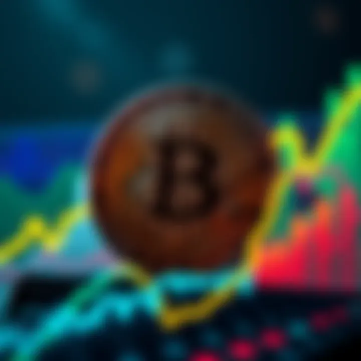 Bitcoin symbol with rising graph A Bitcoin symbol surrounded by a graph showing a price increase, representing its value and scarcity in the market.