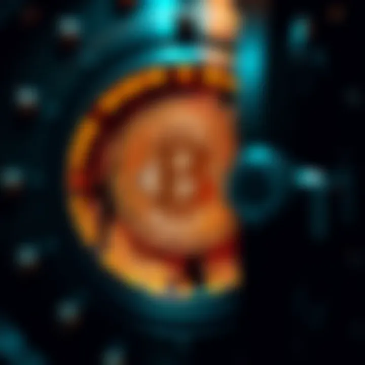 Bitcoin in a secure vault A digital representation of Bitcoin coins secured in a vault, symbolizing its potential as collateral for loans.