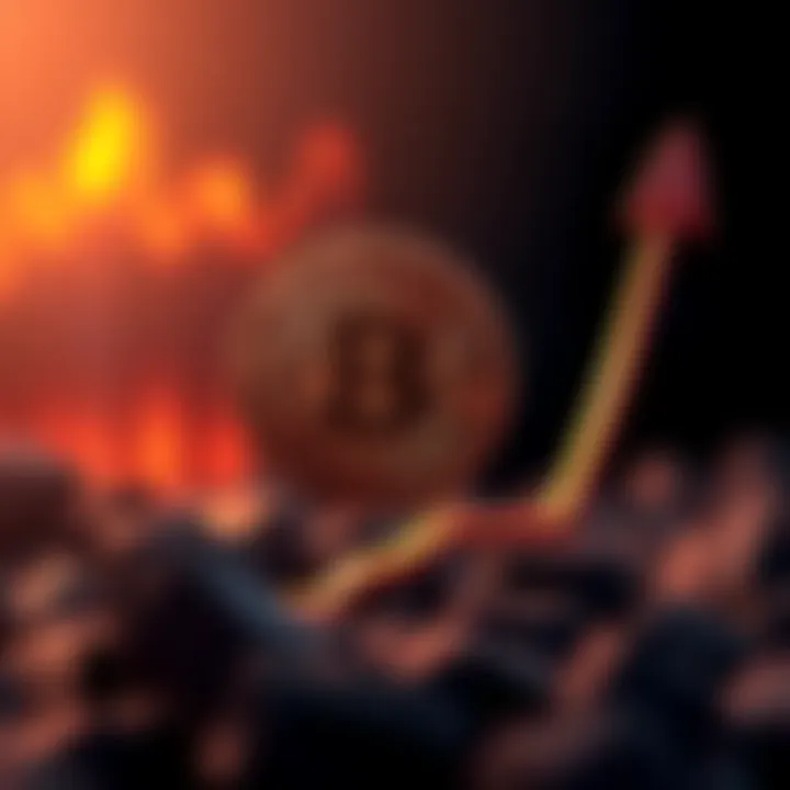 A graphic showing Bitcoin symbol with an upward arrow indicating growth and potential.