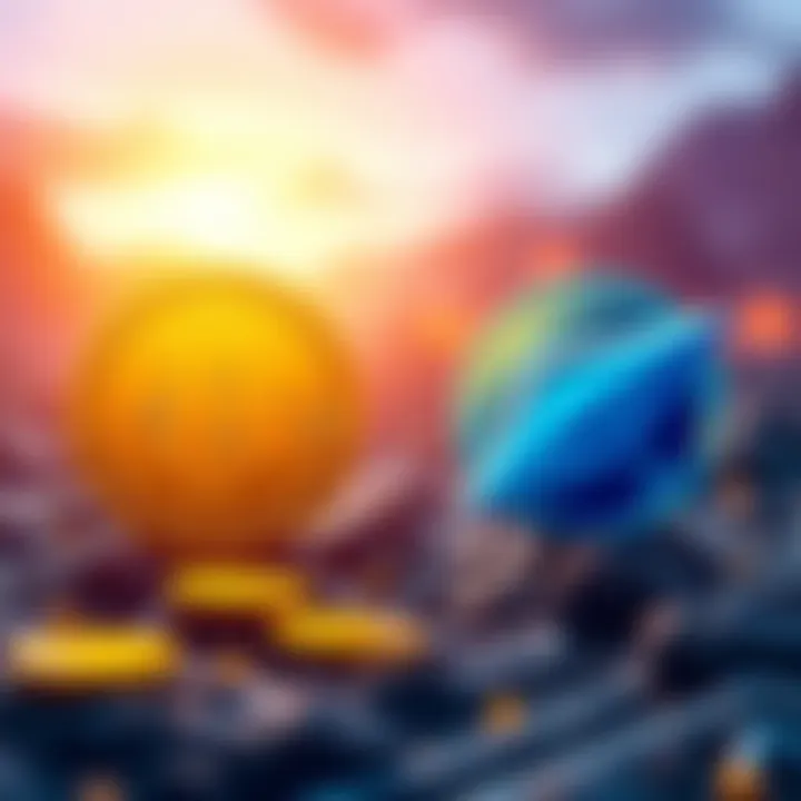 Illustration of Bitcoin and Solana logos exchanging symbols, representing decentralized crypto swaps