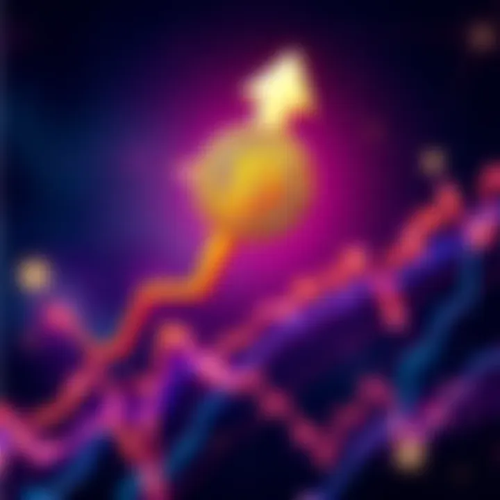 A graph showing Bitcoin's price reaching an all-time high with an upward arrow