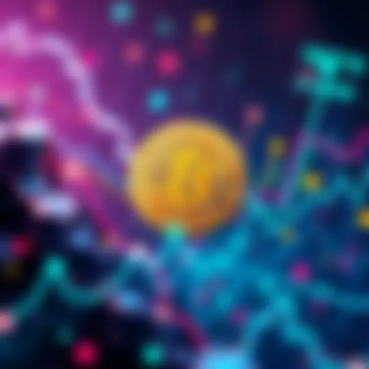 A digital representation of Bitcoin soaring, with graphs showing an upward trend and symbols of cryptocurrency.