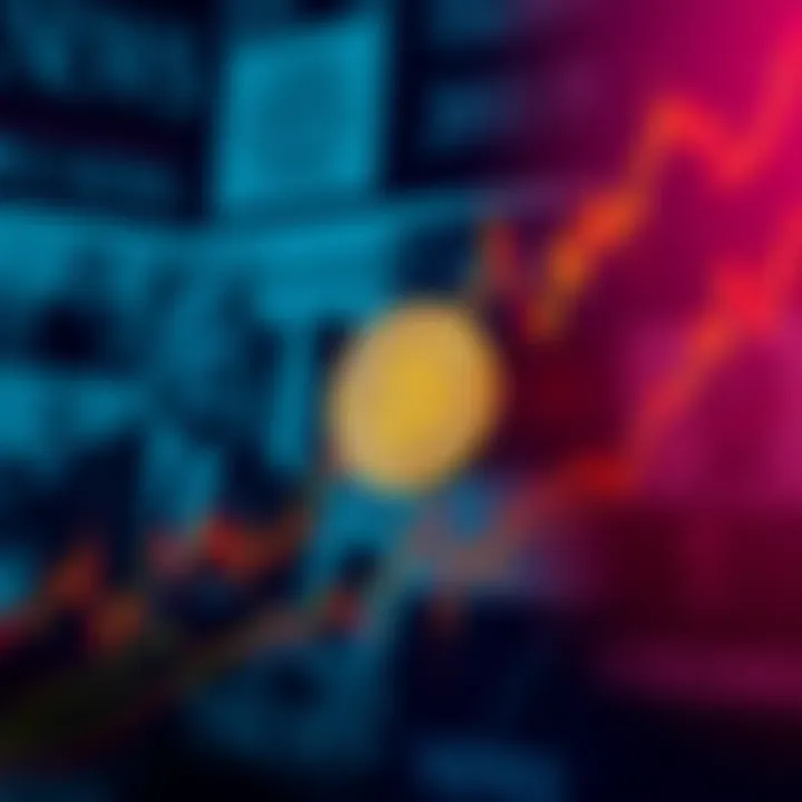 Visual of Bitcoin prices rising on a chart with a background of news headlines about Trump and the Federal Reserve