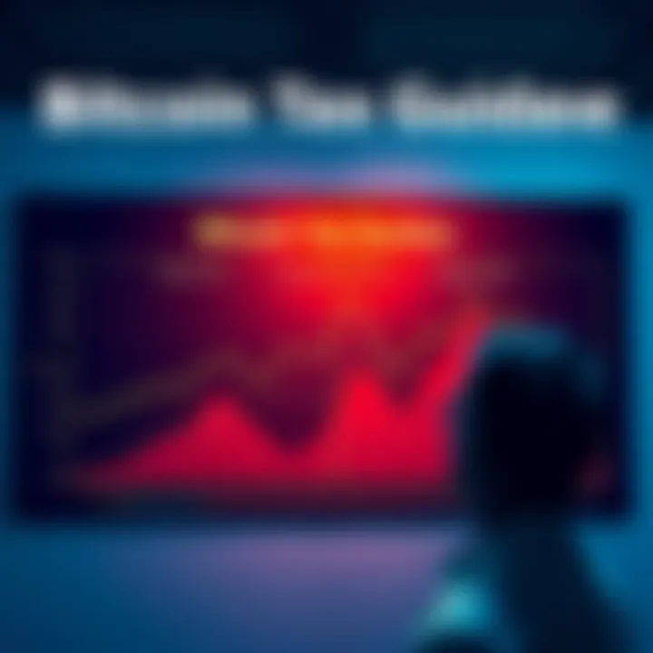 A chart comparing short term and long term capital gains tax on Bitcoin sales, with a person looking at it thoughtfully.