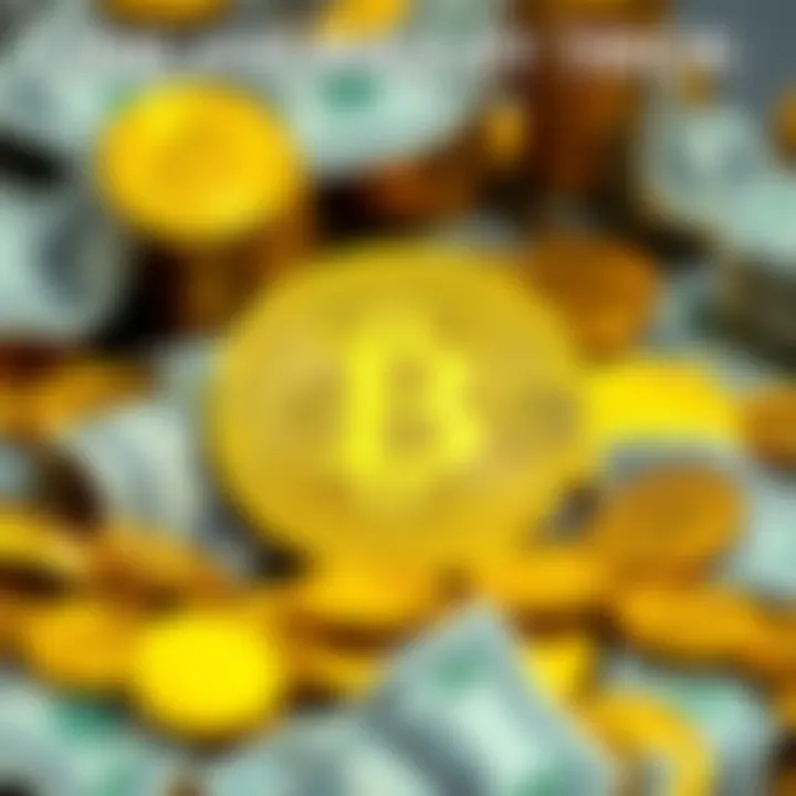 A visual representation of Bitcoin with cash and coins symbols, illustrating how words influence perceptions.