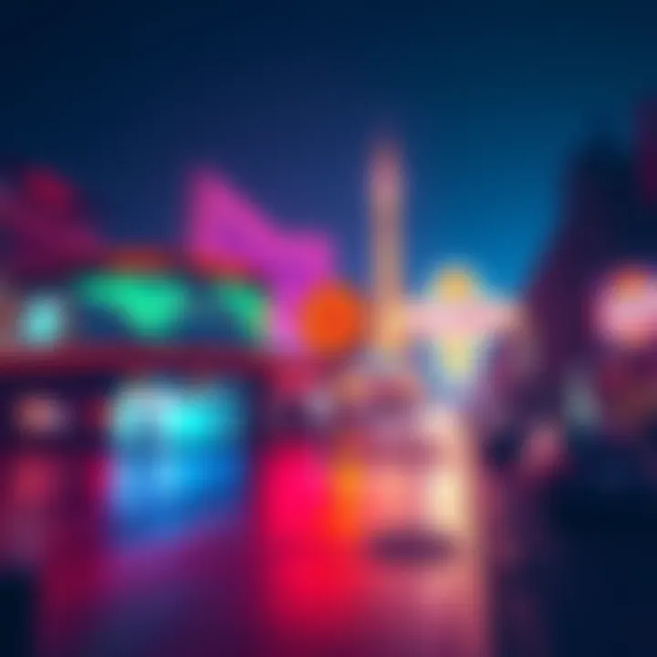 A vibrant visual representation of Bitcoin pricing displayed against a backdrop of Las Vegas, highlighting the dominance of fiat currency in the crypto market.