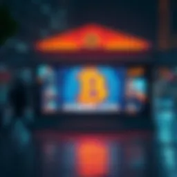 A bold Bitcoin advertisement displays a critique of the traditional banking system, featuring striking visuals and a clear call for financial reform.