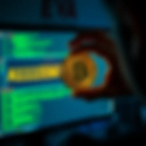 A person examining a Bitcoin address on a computer screen, focusing on the characters at the beginning and end.