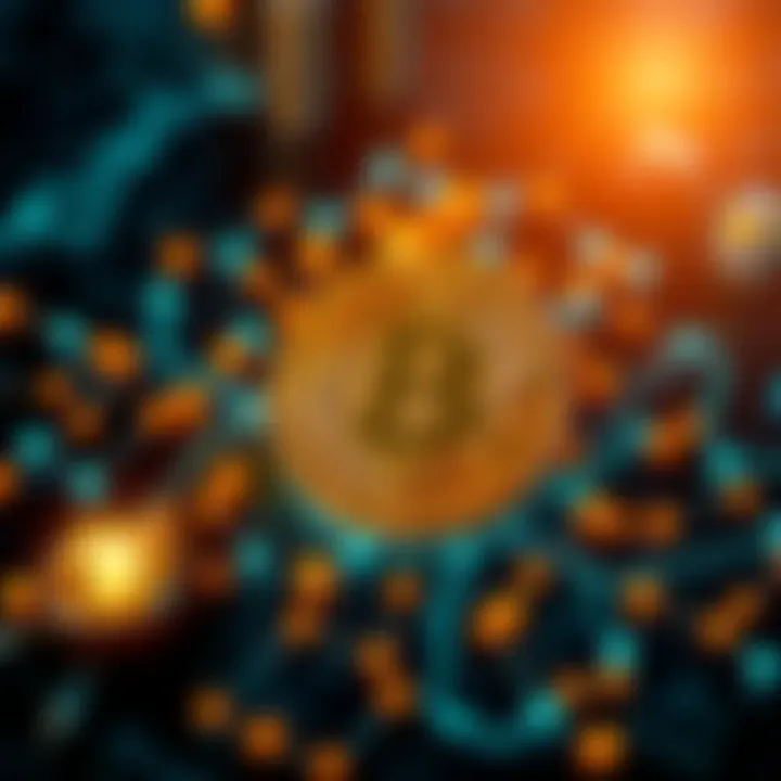 A visual representation of Bitcoin symbol with AI elements surrounding it, highlighting the relationship between cryptocurrency and artificial intelligence.