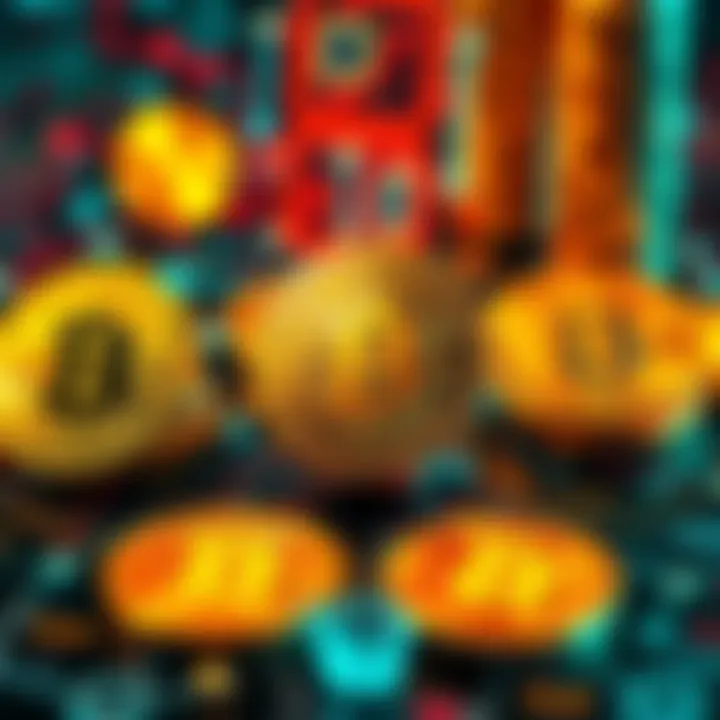 A visual representation of Bitcoin symbols with AI elements in the background, showcasing the connection between cryptocurrency and artificial intelligence.