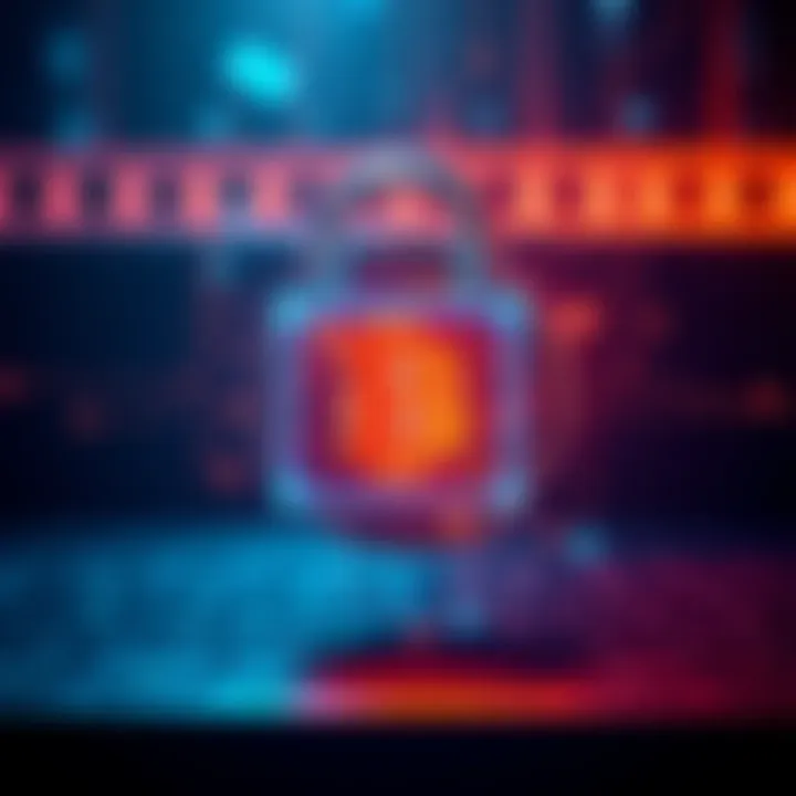 Bitcoin Backdoor Concept A digital lock overlaying a Bitcoin symbol, symbolizing concerns about security and manipulation in cryptocurrency.