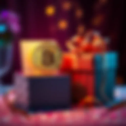 Bitcoin Birthday Gift A birthday card featuring a bitcoin symbol next to a wrapped gift box