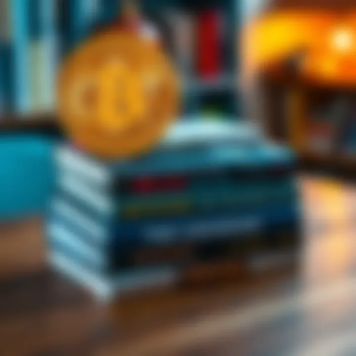 A selection of beginner-friendly books about Bitcoin stacked on a table, with a focus on hands-on guides.