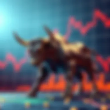 Bitcoin Bull Run Predictions A chart showing upward trends in Bitcoin prices with a graphic of a bull symbolizing market optimism.
