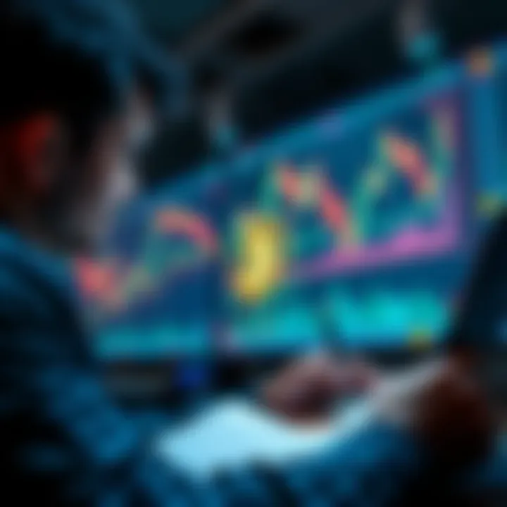 Bitcoin Buyer Seeking Tips A person looking at Bitcoin charts and taking notes, representing a first-time buyer seeking long-term investment strategies.