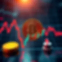 A graph showing the decline in Bitcoin's value with broker icons helping maintain its price