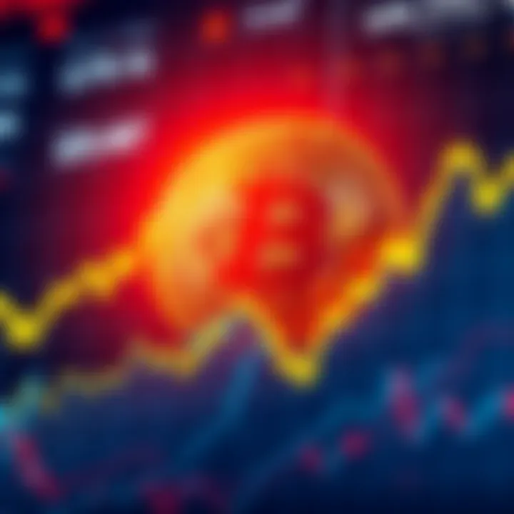 A chart showing Bitcoin prices with ups and downs, symbolizing market volatility.