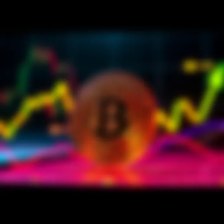 A graph displaying Bitcoin's recent price surges and dips with arrows indicating fluctuations