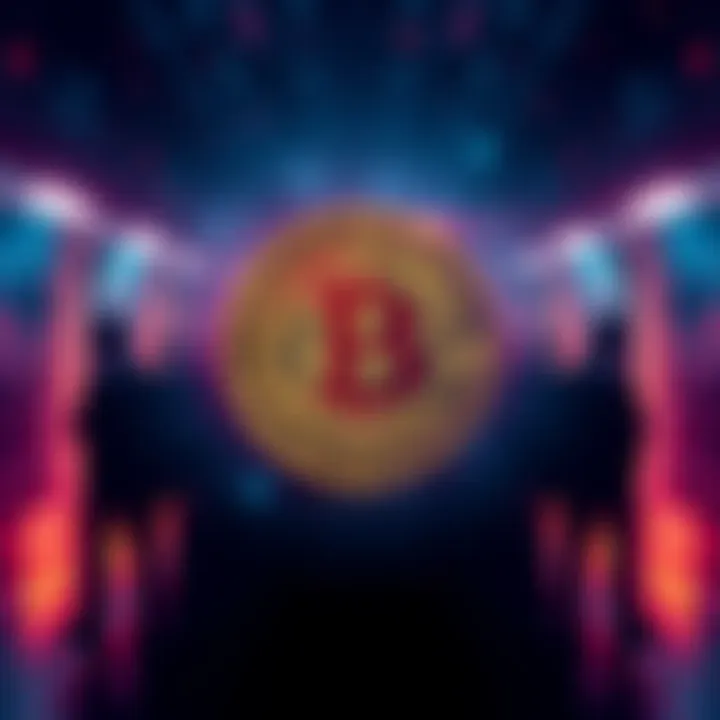 A visual representation of Bitcoin symbols with shadowy figures symbolizing government agencies.