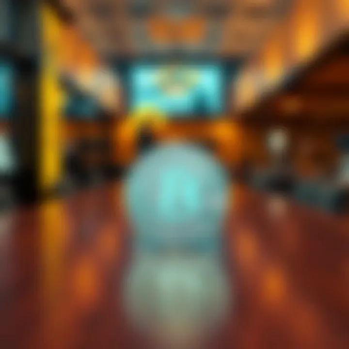 A single shiny Bitcoin coin positioned on a wooden table, symbolizing investment and financial growth.