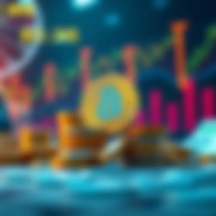A visual representation of Bitcoin with a focus on 0.1 Bitcoin, showing stacked coins symbolizing satoshis, surrounded by a competitive financial environment.