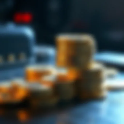 A close-up of shiny Bitcoin coins stacked on a table, symbolizing holding cryptocurrency instead of using it