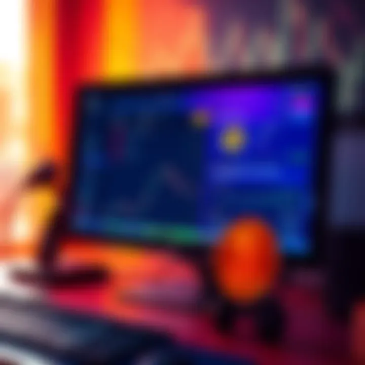 Visualizing Bitcoin on a Computer A detailed view of a computer screen showcasing Bitcoin wallet interface and transaction history