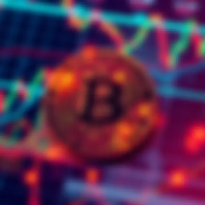 A visual representation of Bitcoin symbol surrounded by financial charts and graphs, indicating market trends and investment opportunities.