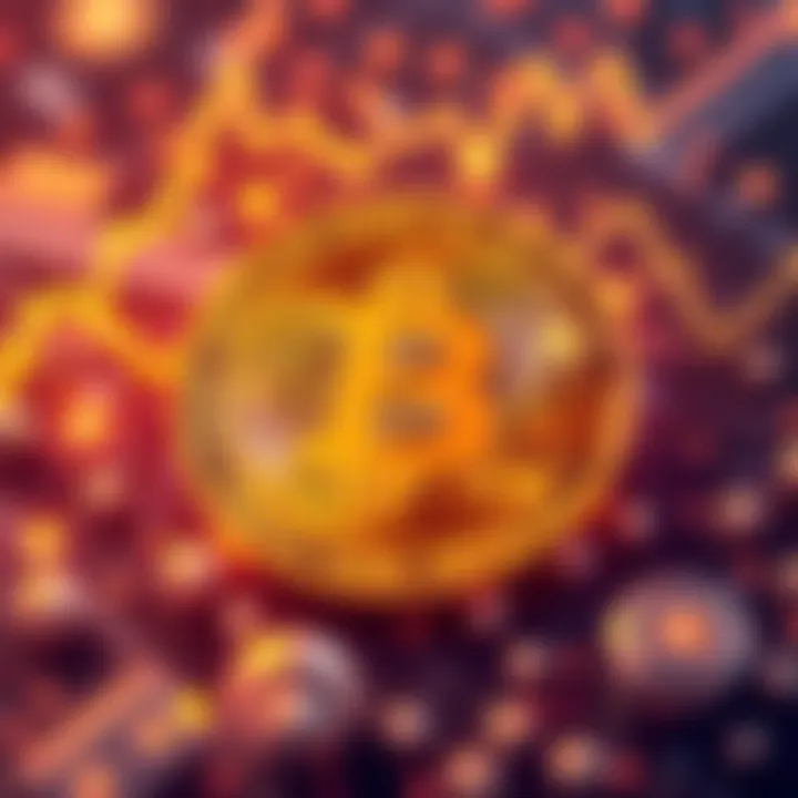 A visual representation of Bitcoin with symbols and graphs illustrating its abstract value and monetary narrative.