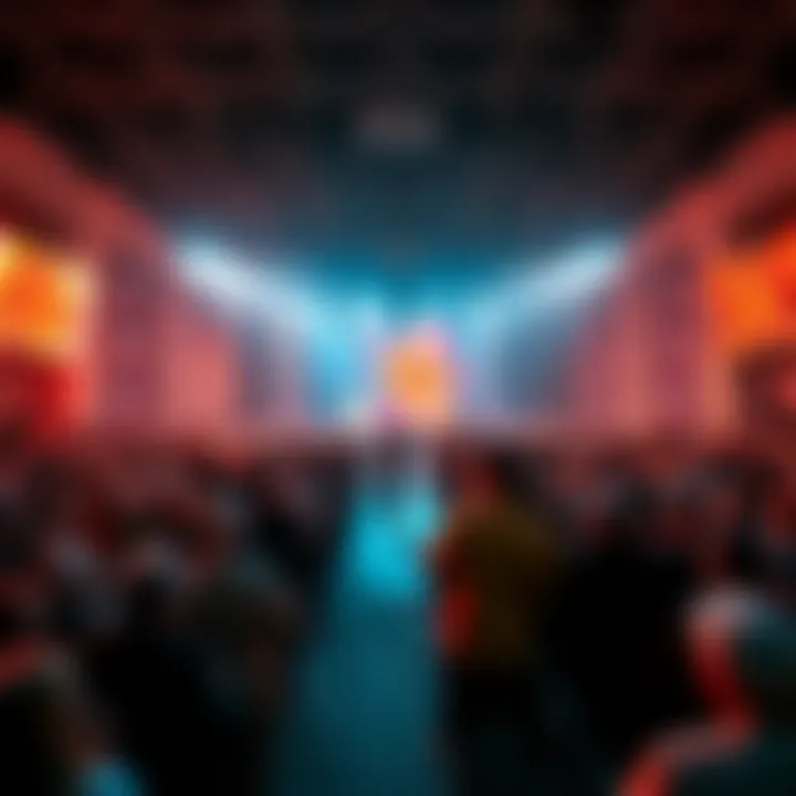 Crowd gathered at Bitcoin 2026 in Las Vegas with empty podiums and frustrated attendees