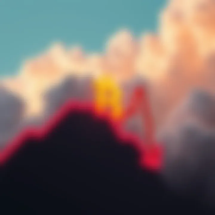 A visual representation of Bitcoin's potential challenges, featuring a downward trend line and a Bitcoin symbol being overshadowed by storm clouds, indicating trouble for treasury firms in 2025.