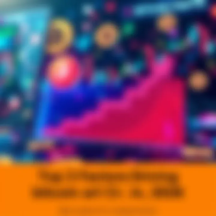 Bitcoin and Crypto Price Factors Graph showing trends in Bitcoin and cryptocurrency prices with arrows indicating growth and decline, surrounded by symbols of finance and technology