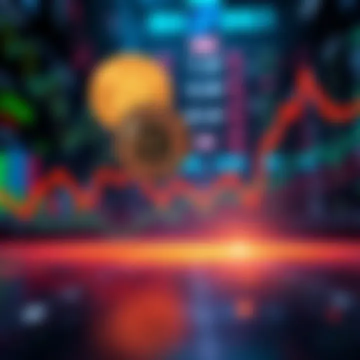 A graphic showing a downward trend for Bitcoin while AI stock prices are rising, depicting market shifts.