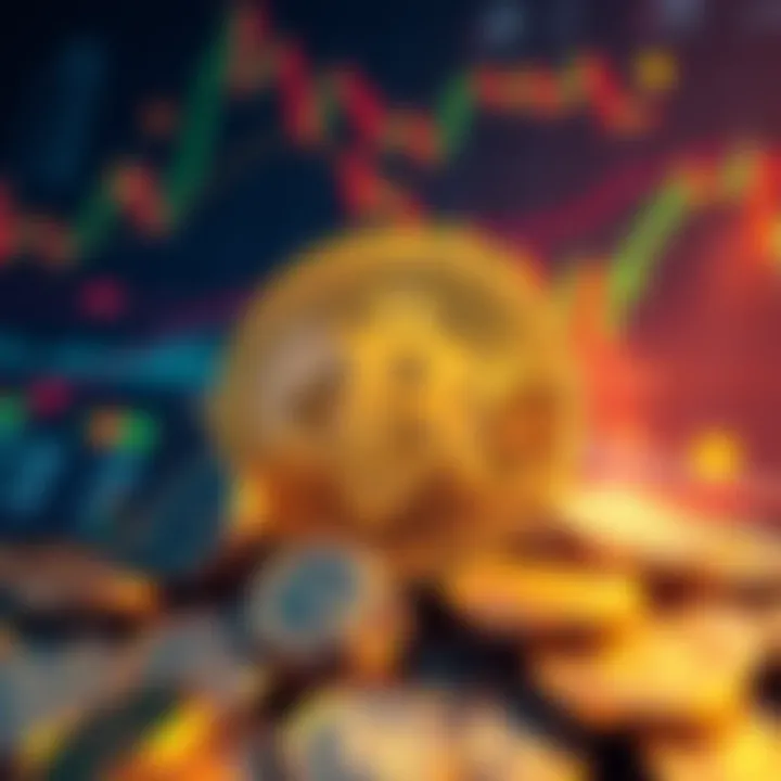Bitcoin as Digital Gold A visual representation of Bitcoin symbolizing digital gold, surrounded by various cryptocurrencies and a backdrop of market charts.