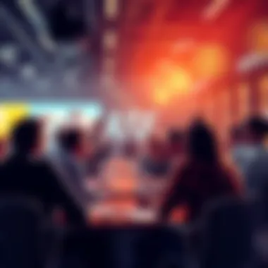 A group of people engaging in a lively Bitcoin discussion in a forum setting.