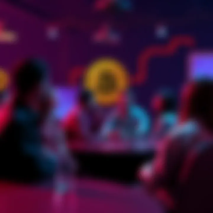 A diverse group of people engaged in a conversation about Bitcoin, sharing ideas and asking questions.