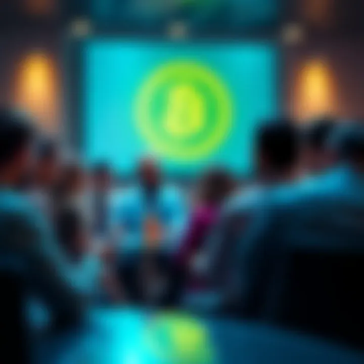 A group of people engaging in a lively discussion about Bitcoin, sharing ideas and questions in a forum setting.