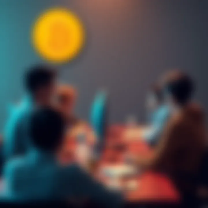 Bitcoin Discussion Thread A group of people engaging in a discussion about Bitcoin at their computers