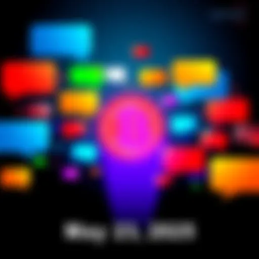 A vibrant graphic depicting a Bitcoin logo surrounded by chat bubbles, symbolizing community discussions about Bitcoin.