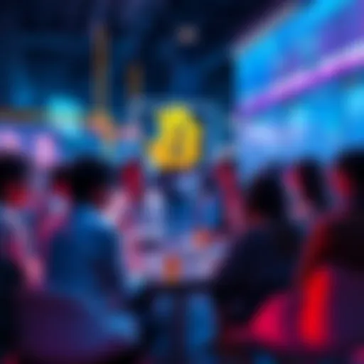 Group of people discussing Bitcoin trends in a modern setting