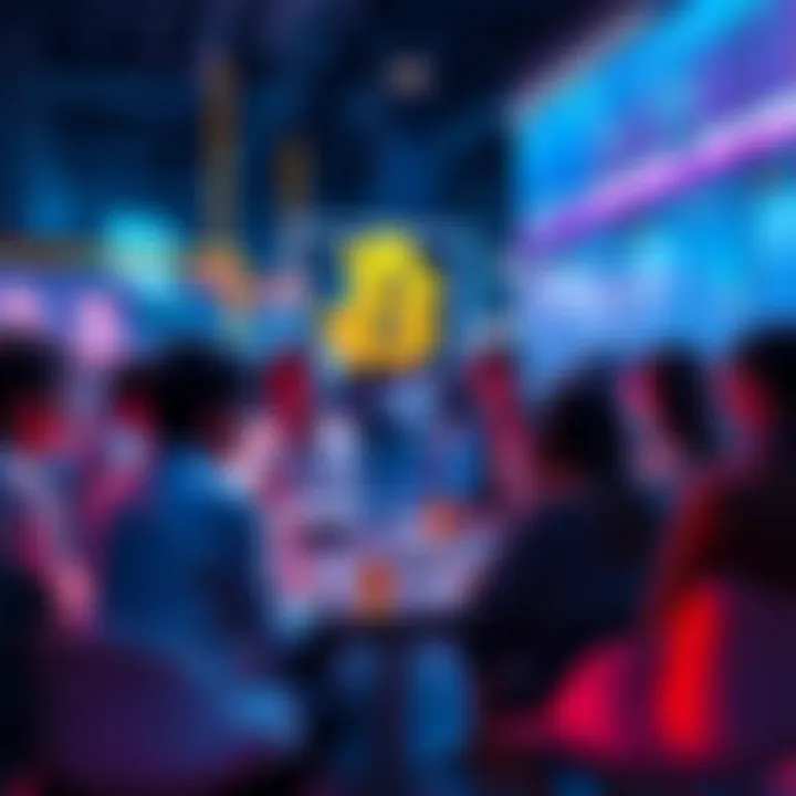 Group of people discussing Bitcoin trends in a modern setting